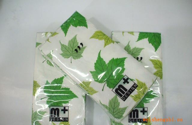 彩色紙巾，個性圖案紙巾，印花紙巾（綠色樹葉）