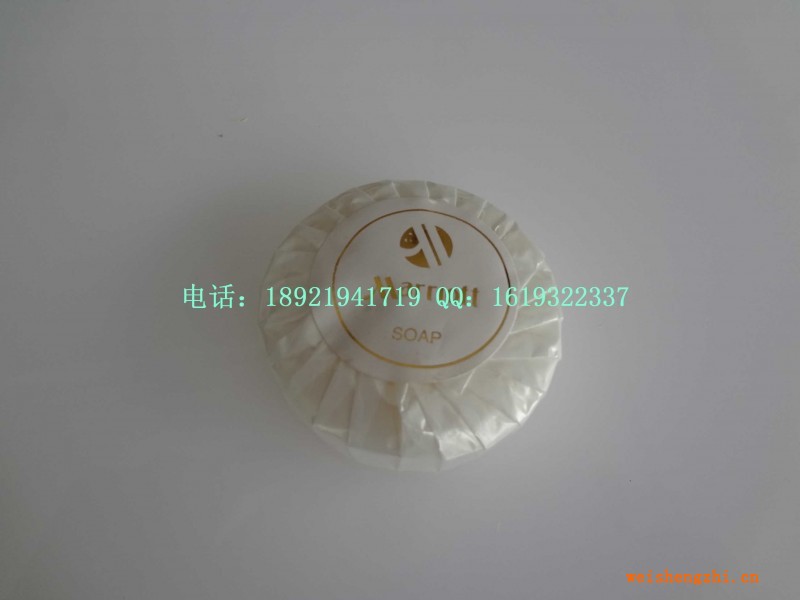 20g圓形香皂,白色珠光膜包裝,燙金不干膠